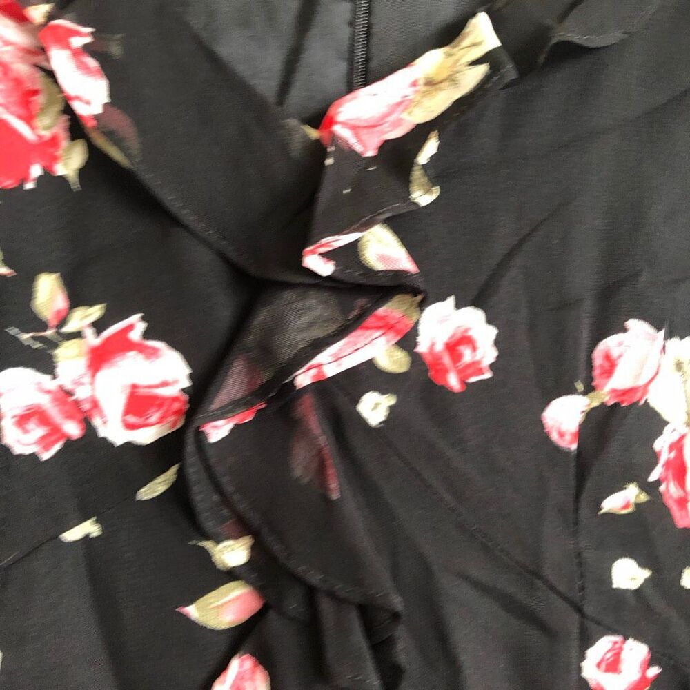🌹 VTG 90s WHIMSIGOTH ROSE MAXI DRESS 🌹 ruffles floral 3/4 sleeve rayon vintage - Picture 4 of 8